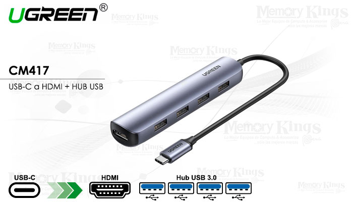 HUB USB-C 4pt-USB 3.0|1pt-HDMI UGREEN CM417