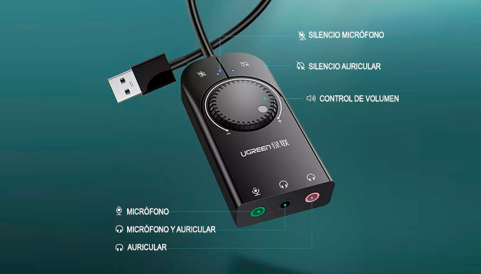 ADAPTADOR DE TARJETA DE SONIDO USB UGREEN CM129 - Memory Kings, lo mejor en  equipos de computo y accesorios