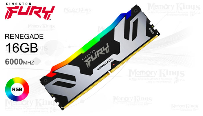 MEMORIA DDR5 16GB 6000 FURY Renegade RGB Silver