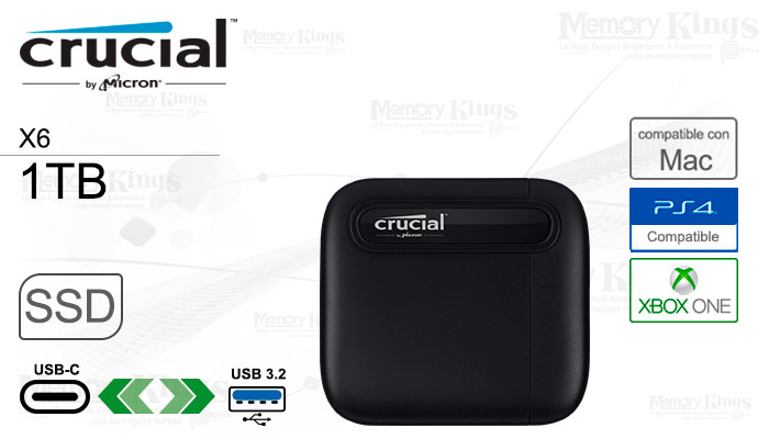 UNIDAD SSD USB-C 1TB CRUCIAL X6 ultra portable