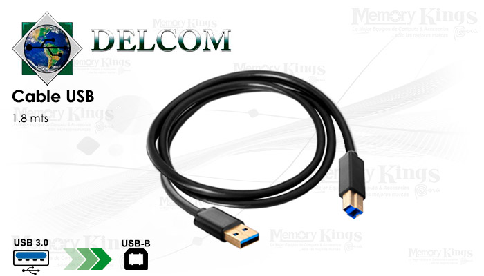 CABLE USB 3.0 1.8 mts DELCOM para Impresora