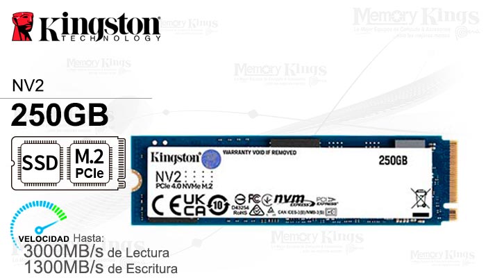 UNIDAD SSD M.2 PCIe 250GB KINGSTON NV2