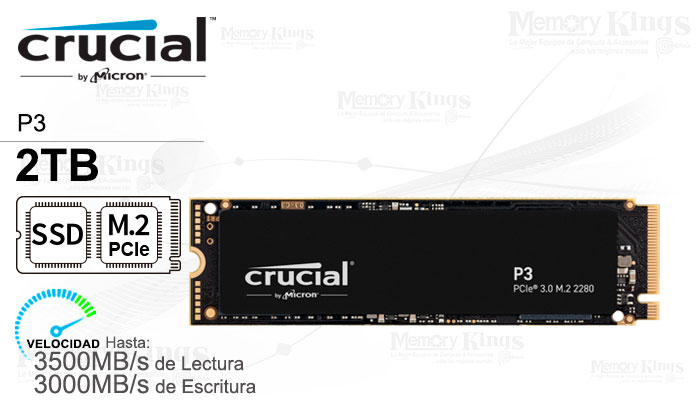 UNIDAD SSD M.2 PCIe 2TB CRUCIAL P3