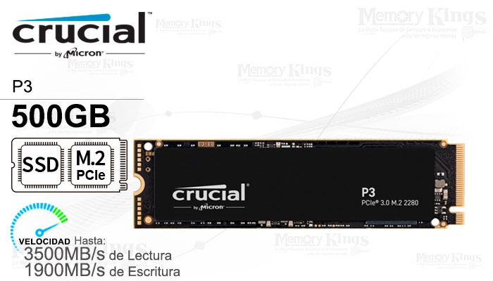 UNIDAD SSD M.2 PCIe 500GB CRUCIAL P3
