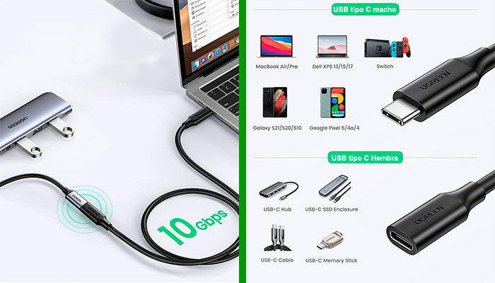 CABLE USB-C Extension 50cm UGREEN ED008 - Memory Kings, lo mejor