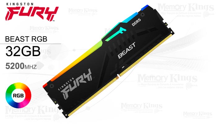 MEMORIA DDR5 32GB 5200 FURY BEAST RGB BLACK