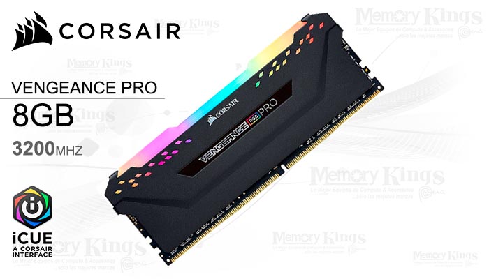 MEMORIA DDR4 8GB 3200 CL16 CORSAIR VENGEANCE RGB PRO BLACK