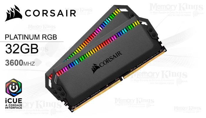 MEMORIA DDR4 32GB 3466 CORSAIR PLATINUM RGB 2x16GB