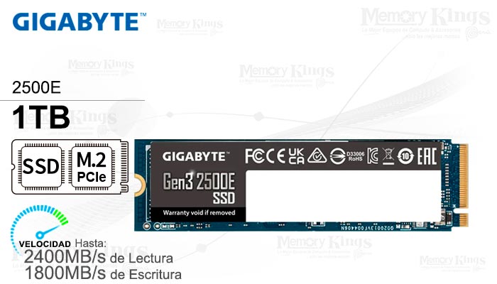 UNIDAD SSD M.2 PCIe 1TB GIGABYTE 2500E