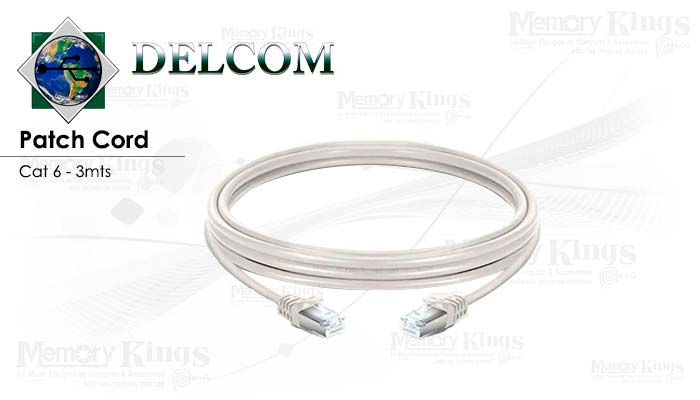 CABLE RED PATCH CORD DELCOM 3mt cat-6 Blanco
