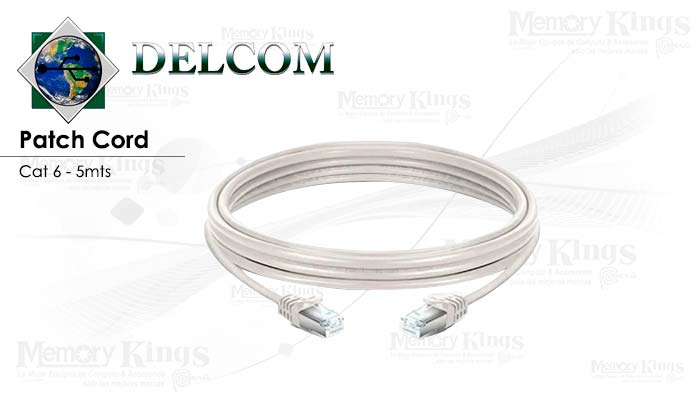 CABLE RED PATCH CORD DELCOM 5mt cat-6 Blanco