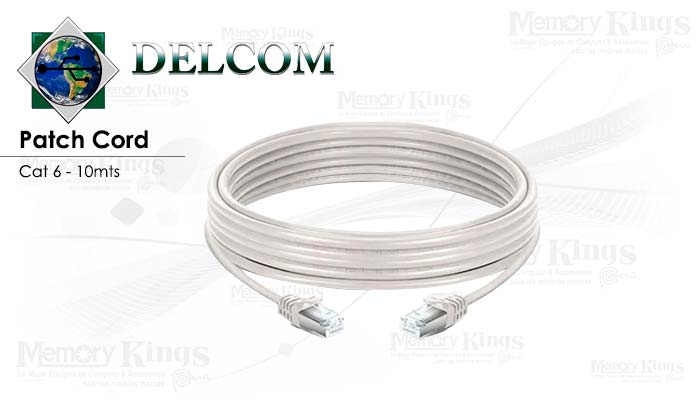 CABLE RED PATCH CORD DELCOM 10mt cat-6 Blanco