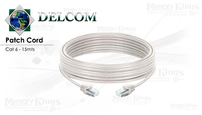 CABLE RED PATCH CORD DELCOM 15mt cat-6 Blanco