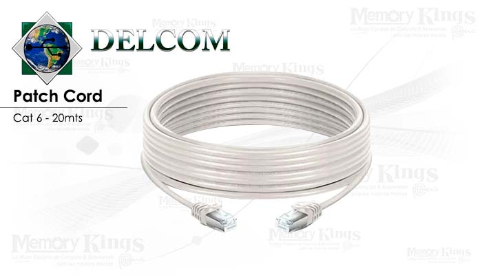 CABLE RED PATCH CORD DELCOM 20mt cat-6 Blanco
