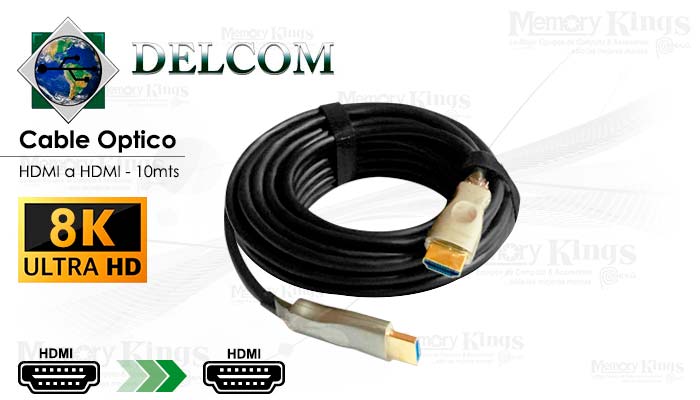 CABLE HDMI a HDMI 10mts DELCOM UHD 2.1V 8K|4K Fibr