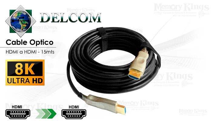 CABLE HDMI a HDMI 15mts DELCOM UHD 2.1V 8K|4K Fibr