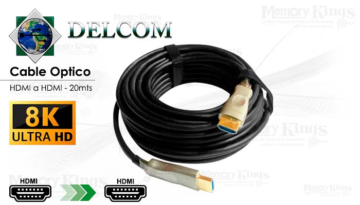 CABLE HDMI a HDMI 20mts DELCOM UHD 2.1V 8K|4K Fibr