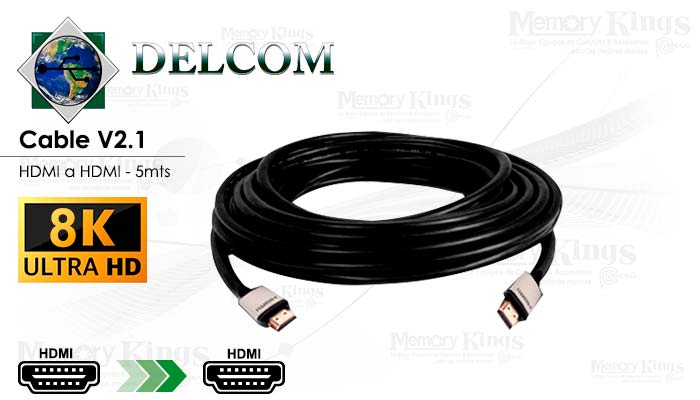CABLE HDMI a HDMI 5mts DELCOM UHD 2.1V 8K|4K