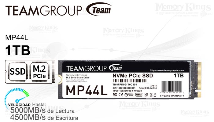UNIDAD SSD M.2 PCIe 1TB TEAMGROUP MP44L