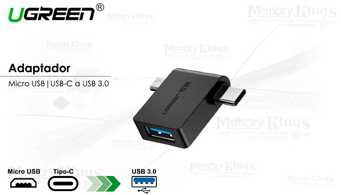 ADAPTADOR USB-C|MICRO USB a USB-A 3.0 UGREEN 30453