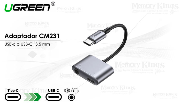 ADAPTADOR USB-C A JACK 3.5MM UGREEN CM231