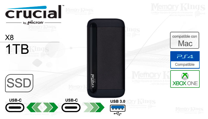 UNIDAD SSD USB-C 1TB CRUCIAL X8 ultra portable