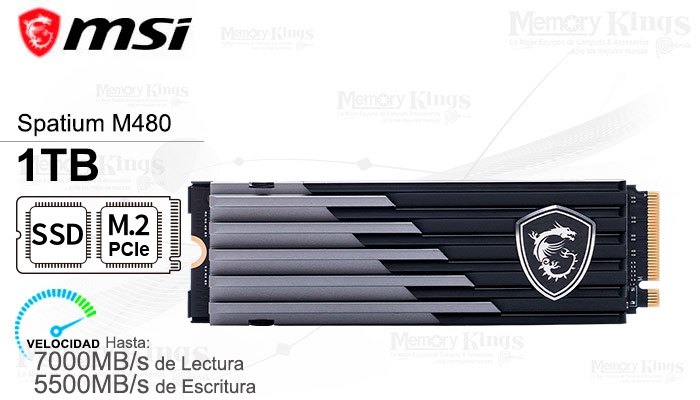 UNIDAD SSD M.2 PCIe 1TB MSI SPATIUM M480