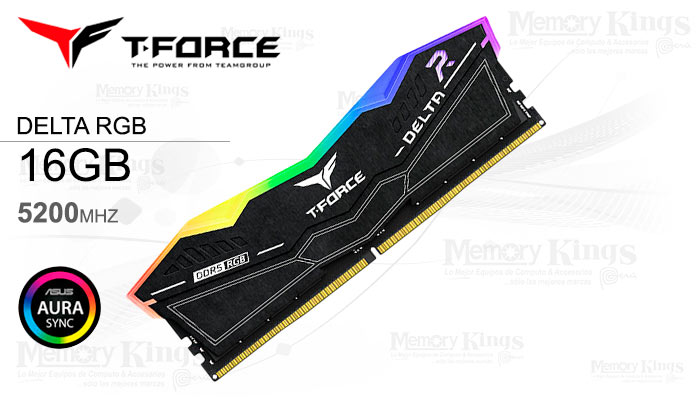 MEMORIA DDR5 16GB 5200 T-FORCE DELTA RGB BLACK