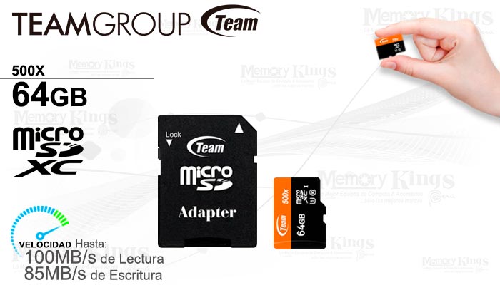 MEMORIA micro SD 64GB TEAMGROUP 500X 100MB|s