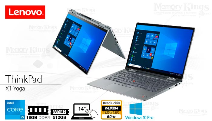 LAPTOP Core i5-1135G7 LENOVO ThinkPad X1 Yoga G6 16|512|14 W11PRO Pantalla táctil