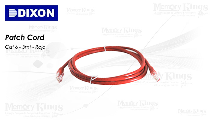 CABLE RED PATCH CORD DIXON 3mt cat-6 Rojo