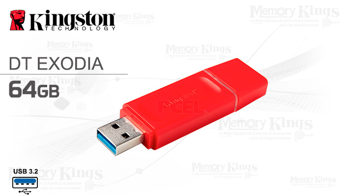 MEMORIA USB 64GB KINGSTON DT EXODIA RED