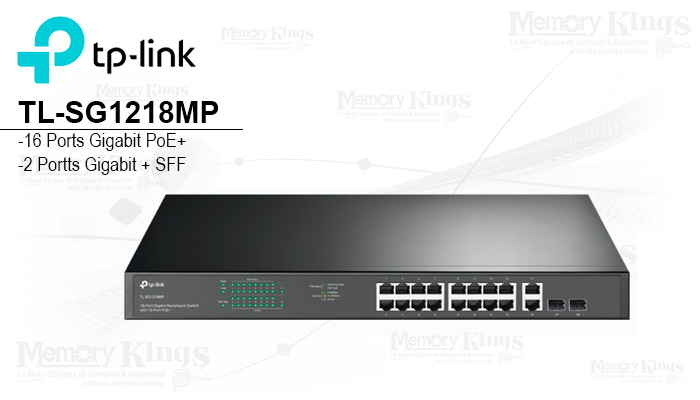 SWITCH GbE 16pt TP-LINK TL-SG1218MP PoE+