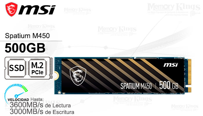 UNIDAD SSD M.2 PCIe 500GB MSI SPATIUM M450