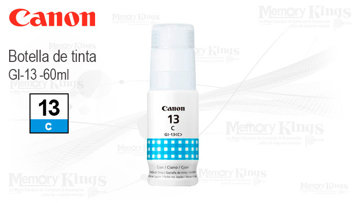 Botella de TINTA CANON GI-13 Cyan 60ml.