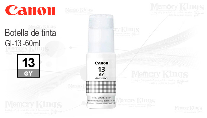 Botella de TINTA CANON GI-13 Gris 60ml.