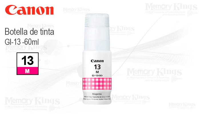Botella de TINTA CANON GI-13 Magenta 60ml.
