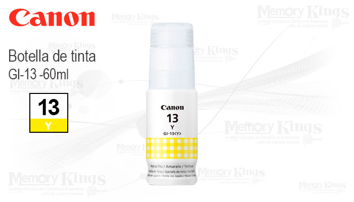 Botella de TINTA CANON GI-13 Yellow 60ml.