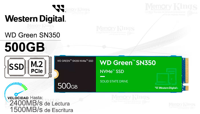 UNIDAD SSD M.2 PCIe 500GB WD GREEN SN350