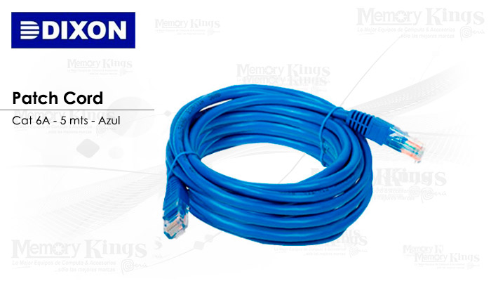 CABLE RED PATCH CORD DIXON 5mt cat-6A Blue