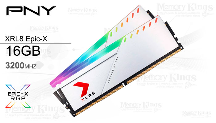 MEMORIA DDR4 16GB 3200 CL16 PNY EPIC-X RGB WHITE