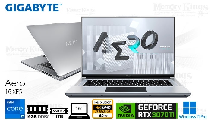 LAPTOP Core i7-12700H GIGABYTE AERO 16 XE5 16/S1/16-4K/3070Ti  W11PRO