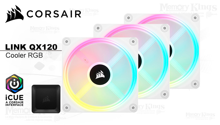 COOLER CASE 120MM CORSAIR LINK QX120 RGB 3IN1 WHIT