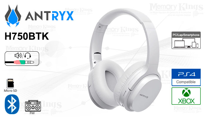 AURICULAR BT ANTRYX H750BTK FM+mSD+AUX WHITE