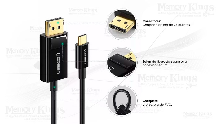 CABLE USB-C A DISPLAYPORT UGREEN MM139 4K 1.5mts.