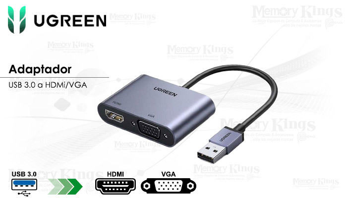 ADAPTADOR USB3.0 a HDMi|VGA UGREEN CM449