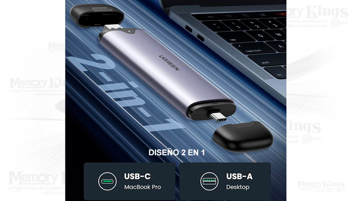 CASE USB-C Y USB3.0 a SSD M.2 UGREEN CM353 2-in-1
