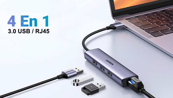 ADAPTADOR USB-C a RED +3pt-USB3.0 UGREEN CM475