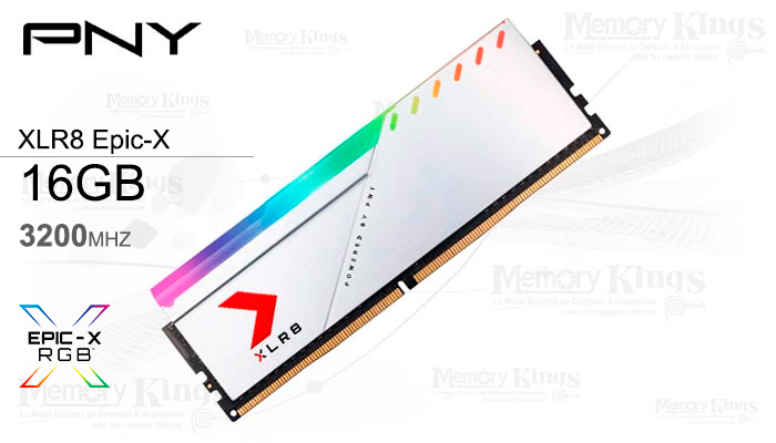 MEMORIA DDR4 16GB 3200 CL16 PNY XLR8 WHITE RGB
