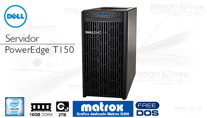 SERVIDOR XEON E-2336 DELL PowerEdge T150 16|2TB con Grafico Matrox G200 TORRE